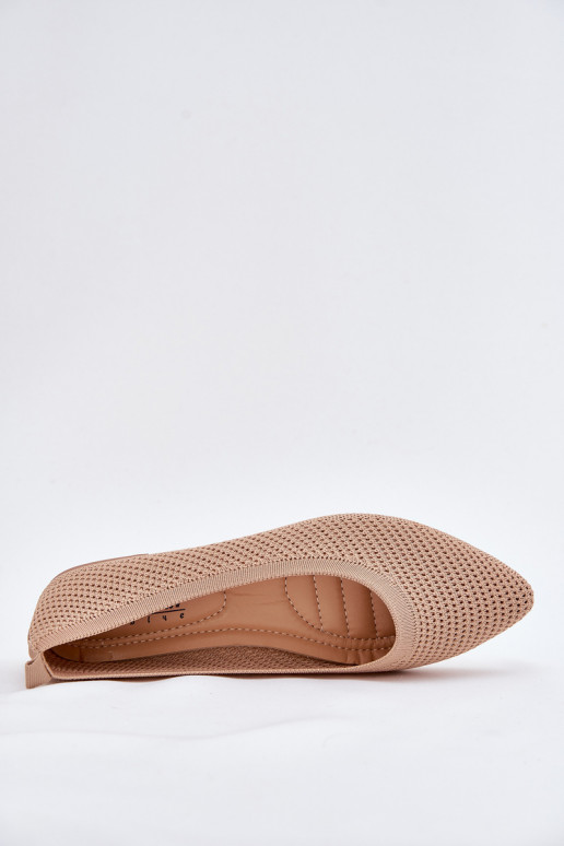 Netz Ballerinas aus Stoff Feminin Beige Sarina