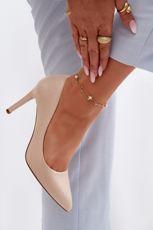 Eko Haut hochhackige Schuhe Sergio Leone 1339 elfenbeinfarbe