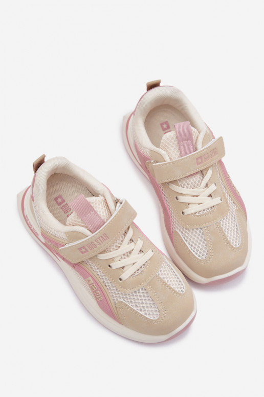 Schuhe Kinder-Sneaker Big Star TT374151 HI-POLY SYSTEM Beige-pinke Farbe