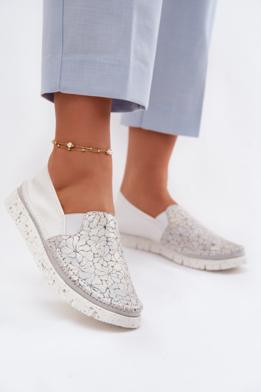 Lederstiefel für Damen Es mussciejka 03512-70 INeiß-Silberfarbe