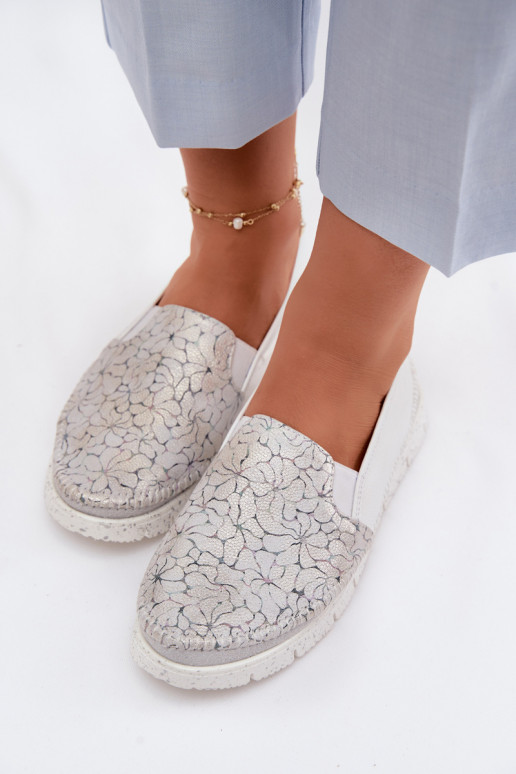 Lederstiefel für Damen Es mussciejka 03512-70 INeiß-Silberfarbe