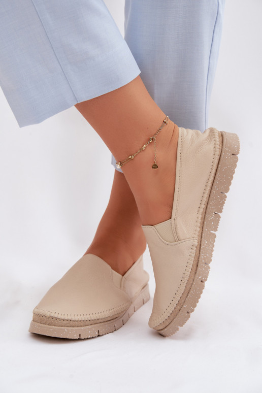 Lederstiefel für Damen Es mussciejka 03512-04 Beige