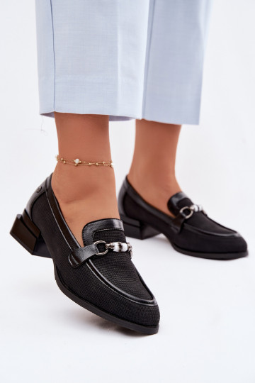 Schuhe Feminin mit Absätzen Mit Dekorationen Detalem schZuarze Farbe Meliva 2