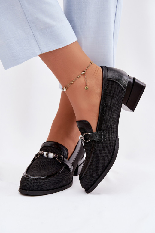 Schuhe Feminin mit Absätzen Mit Dekorationen Detalem schZuarze Farbe Meliva