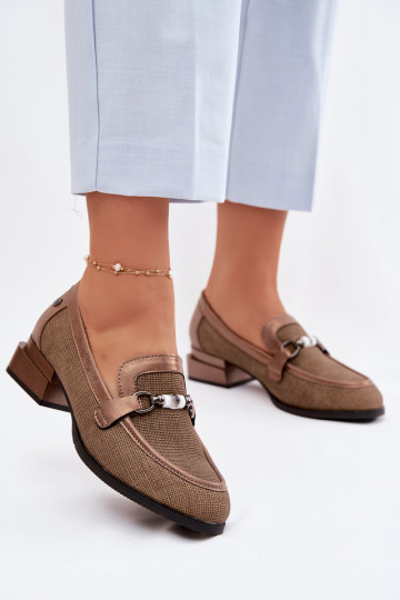 Schuhe Feminin mit Absätzen Mit Dekorationen Detalem braune Farbe Meliva 2