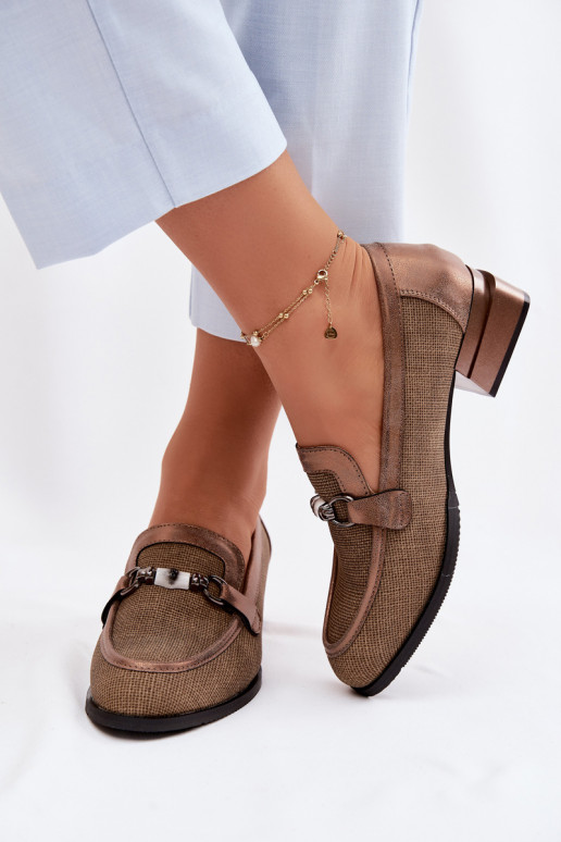 Schuhe Feminin mit Absätzen Mit Dekorationen Detalem braune Farbe Meliva