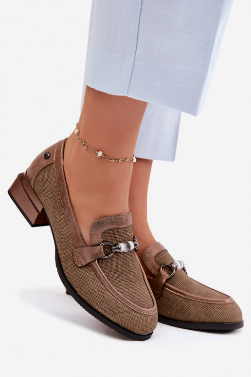 Schuhe Feminin mit Absätzen Mit Dekorationen Detalem braune Farbe Meliva