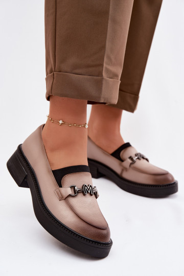 Haut Mokassins für Damen Mit Dekorationen Detalem Vinceza 39985 Beige