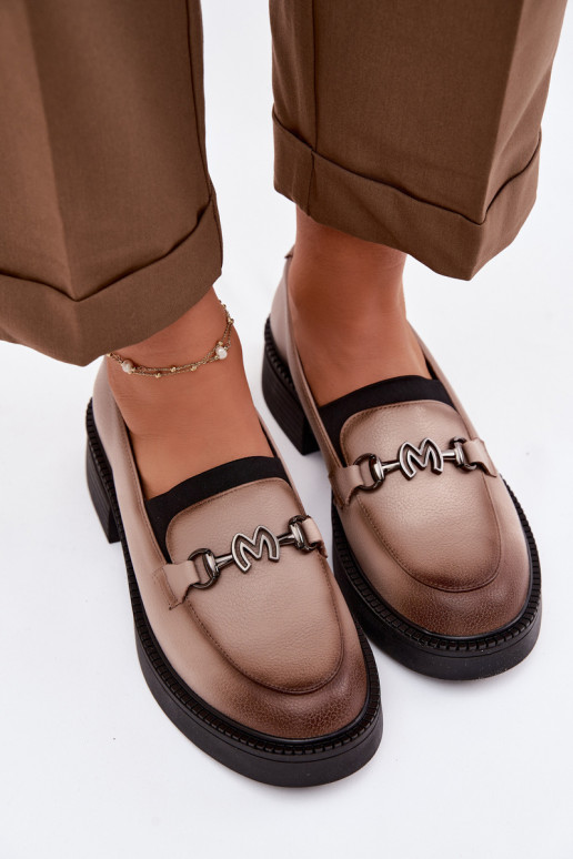 Haut Mokassins für Damen Mit Dekorationen Detalem Vinceza 39985 Beige