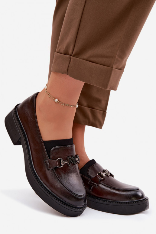 Haut Mokassins für Damen Mit Dekorationen Detalem Vinceza 39985 CzekoladoZue