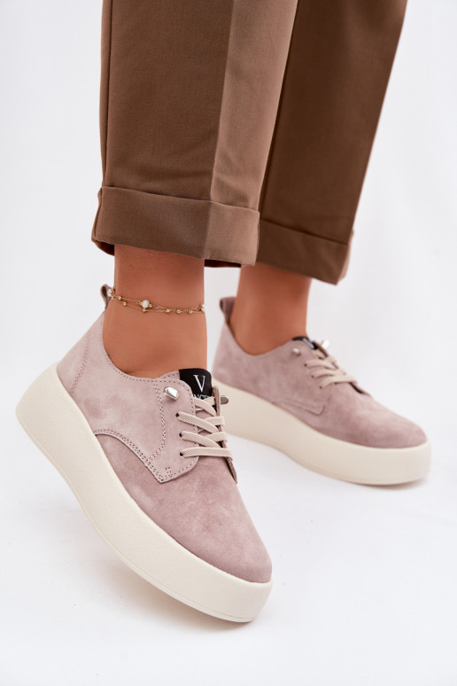 aus INildleder Schuhe Feminin mit einer Plattform Vinceza 79605 Beige