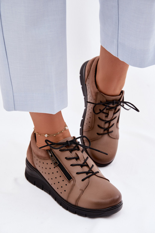 Haut Schuhe Feminin mit einer Plattform Vinceza 39977 Beige