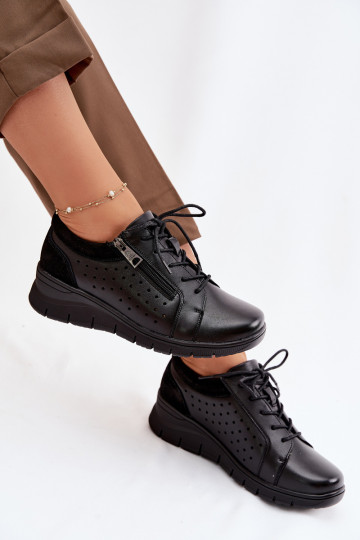 Haut Schuhe Feminin mit einer Plattform Vinceza 39977 schZuarze Farbe