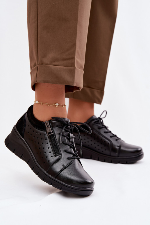 Haut Schuhe Feminin mit einer Plattform Vinceza 39977 schZuarze Farbe