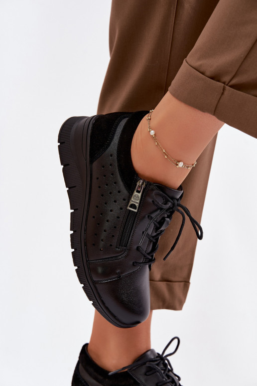 Haut Schuhe Feminin mit einer Plattform Vinceza 39977 schZuarze Farbe