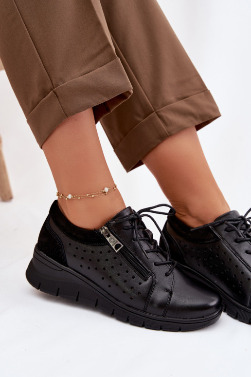 Haut Schuhe Feminin mit einer Plattform Vinceza 39977 schZuarze Farbe