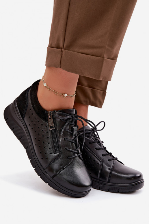 Haut Schuhe Feminin mit einer Plattform Vinceza 39977 schZuarze Farbe