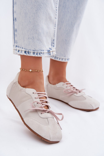Big Star TT274599 sandfarbene flache Damen-Suede-Sneaker 2