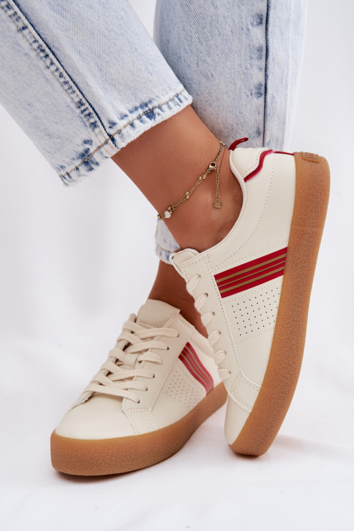 Eko Haut Sneakers Stilvollllschuhe Feminin Big Star TT274307 elfenbeinfarbe