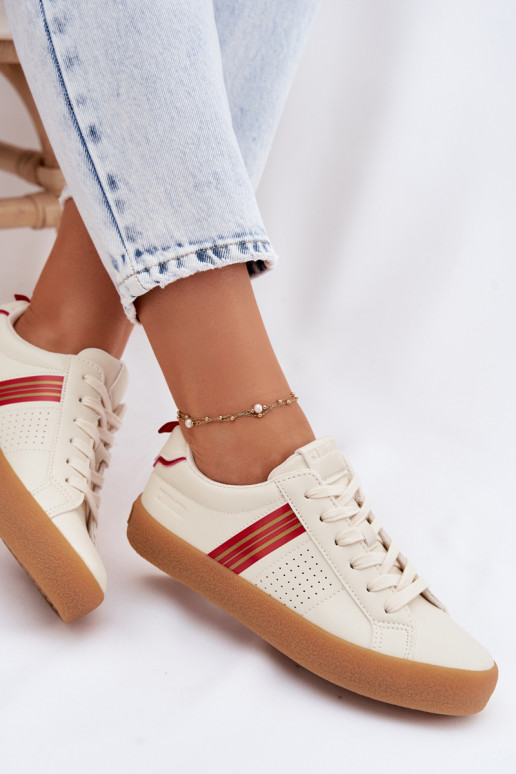 Eko Haut Sneakers Stilvollllschuhe Feminin Big Star TT274307 elfenbeinfarbe