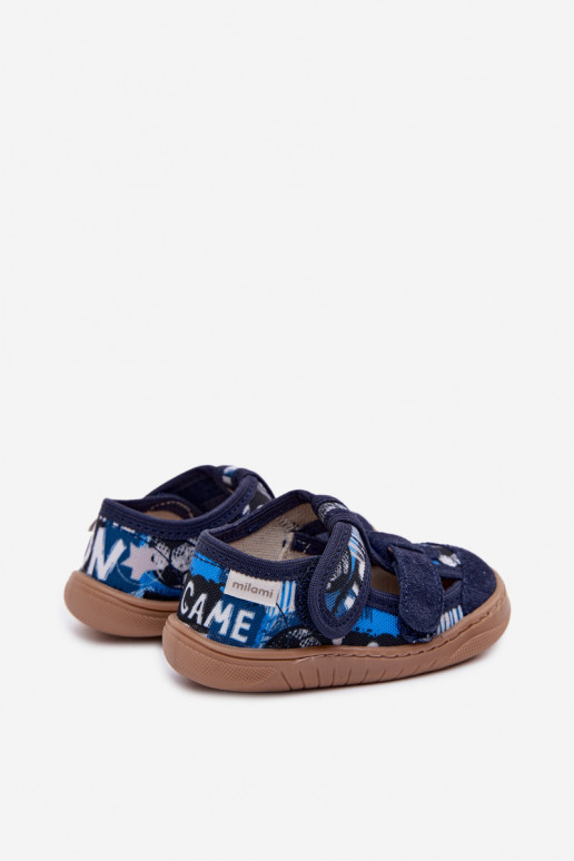 Hausschuhe Barefoot Kindisch Milami Bälle Dunkelblau Lumi