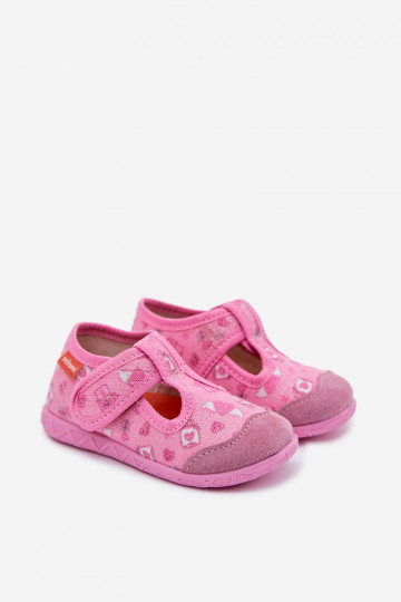 Milami Slipper für Kinder mit Klettverschluss und Glitzer in rosa Jasimrra