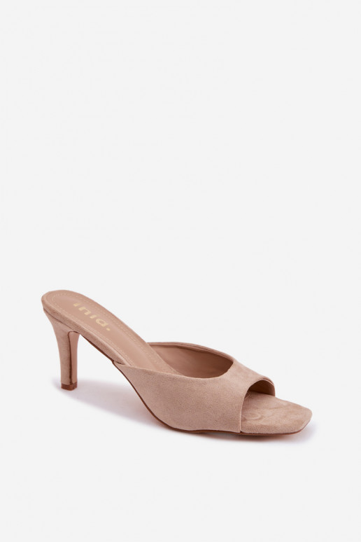 Damenhausschuhe Ermöglicht Smukłym Obcasie Beige Revina