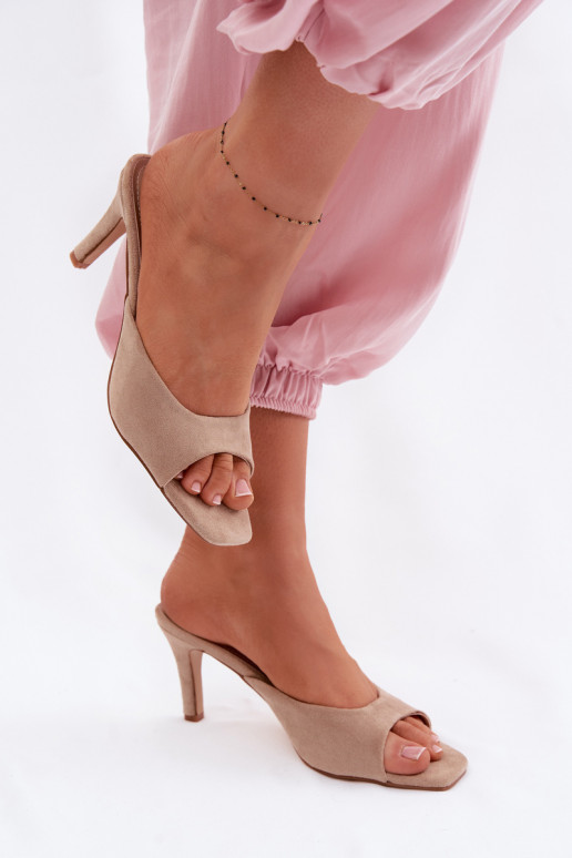 Damenhausschuhe Ermöglicht Smukłym Obcasie Beige Revina