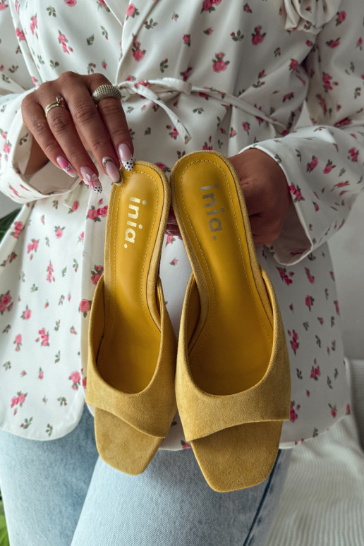 Damenhausschuhe Ermöglicht Smukłym Obcasie gelbe Farbe Revina