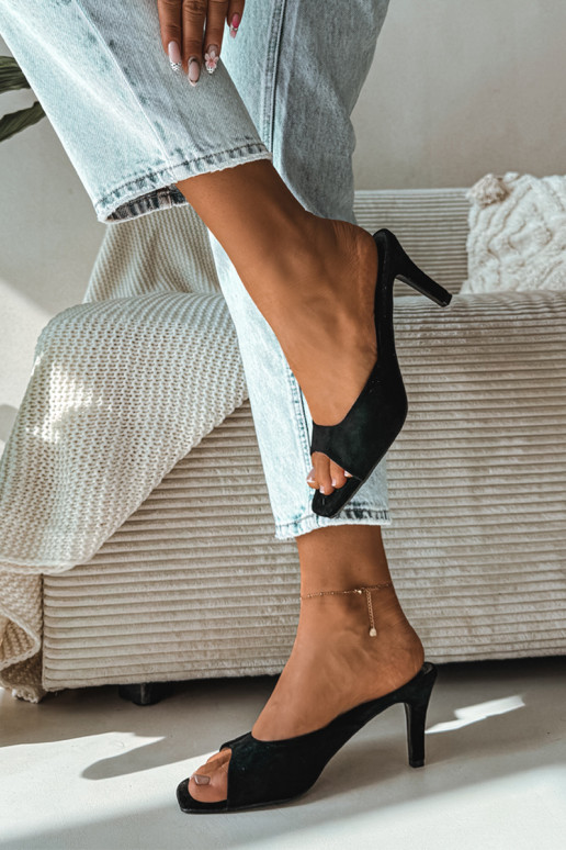 Damenhausschuhe Ermöglicht Smukłym Obcasie schZuarze Farbe Revina