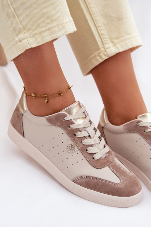 Sneakers Stilvollllschuhe FemininErmöglichtturalnej Skóry S.Barski LR61-7091 Beige