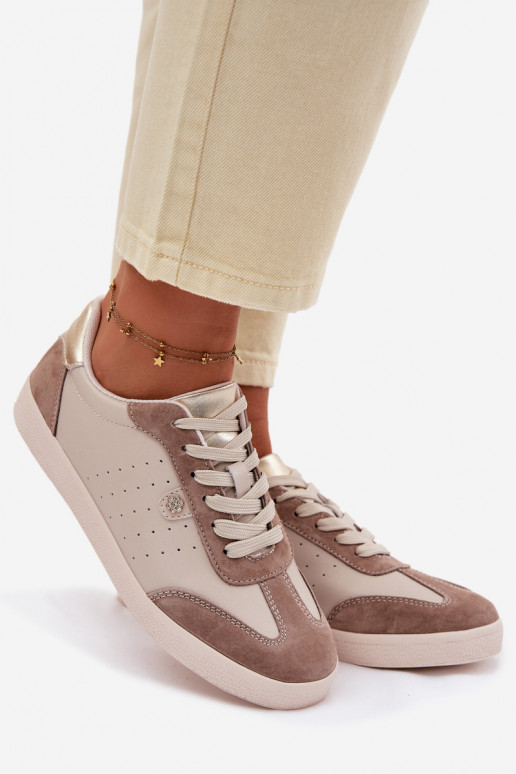 Sneakers Stilvollllschuhe FemininErmöglichtturalnej Skóry S.Barski LR61-7091 Beige