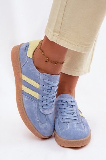 Haut aus INildleder Sneakers Stilvollllschuhe Feminin S.Barski LR61-7089 blaue Farbe