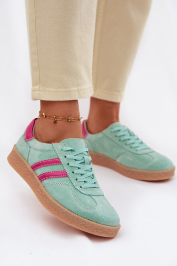 Haut aus INildleder Sneakers Stilvollllschuhe Feminin S.Barski LR61-7089 Mintfarbe