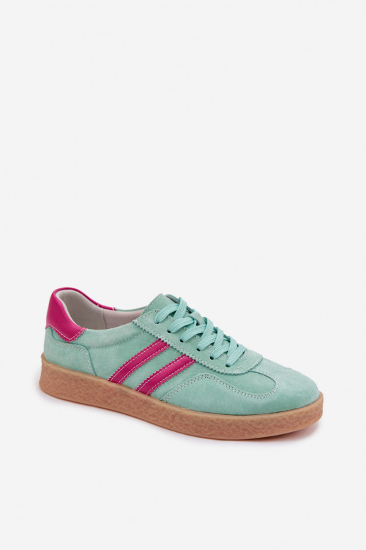 Haut aus INildleder Sneakers Stilvollllschuhe Feminin S.Barski LR61-7089 Mintfarbe