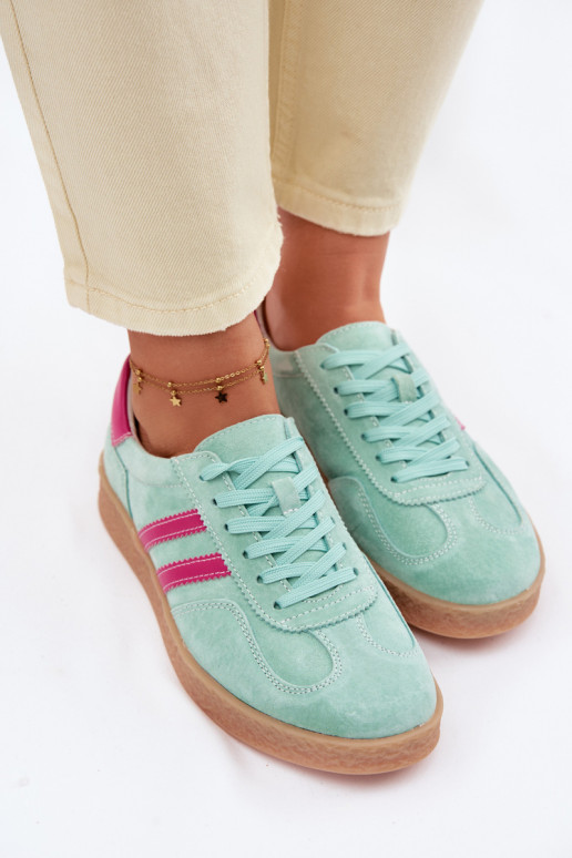 Haut aus INildleder Sneakers Stilvollllschuhe Feminin S.Barski LR61-7089 Mintfarbe
