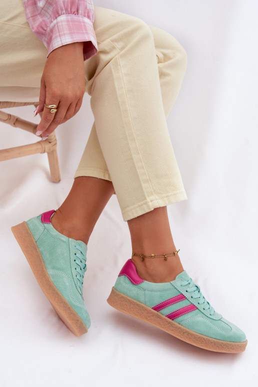 Haut aus INildleder Sneakers Stilvollllschuhe Feminin S.Barski LR61-7089 Mintfarbe