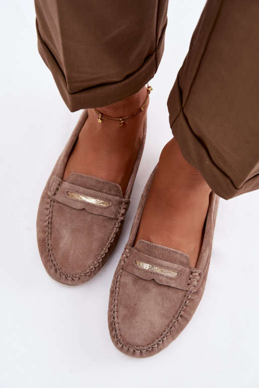 gleichschenklig Mokassins für DamenErmöglichtturalnego aus INildlederu S.Barski LR61-7029 braune Farbe