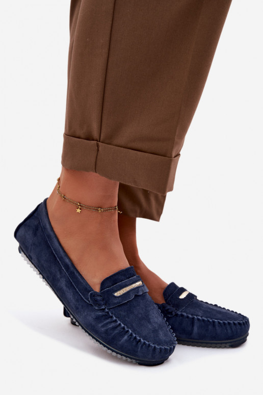 gleichschenklig Mokassins für DamenErmöglichtturalnego aus INildlederu S.Barski LR61-7029 Dunkelblau