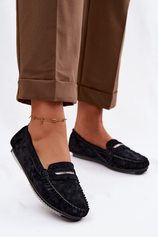 gleichschenklig Mokassins für DamenErmöglichtturalnego aus INildlederu S.Barski LR61-7029 schZuarze Farbe