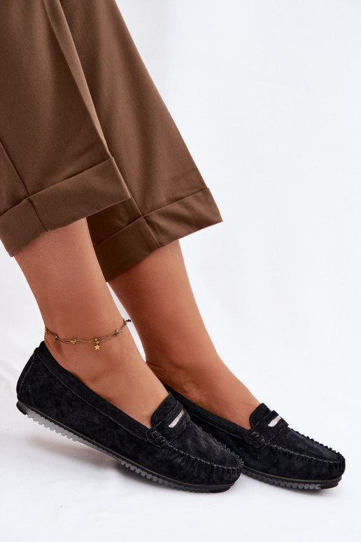 gleichschenklig Mokassins für DamenErmöglichtturalnego aus INildlederu S.Barski LR61-7029 schZuarze Farbe