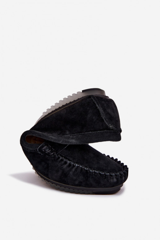 gleichschenklig Mokassins für DamenErmöglichtturalnego aus INildlederu S.Barski LR61-7029 schZuarze Farbe