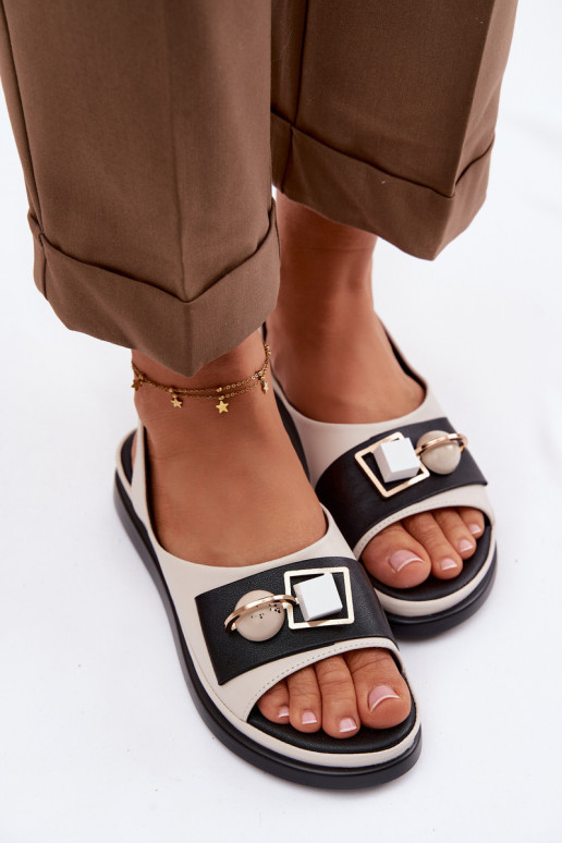 Damensandalen Feminin mit Ornamenten D&A GR61-5932 Beige