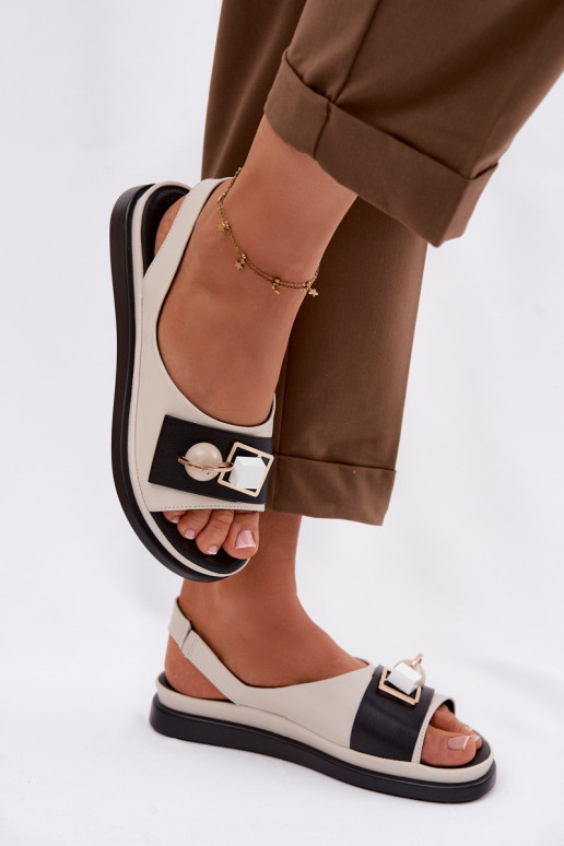 Damensandalen Feminin mit Ornamenten D&A GR61-5932 Beige