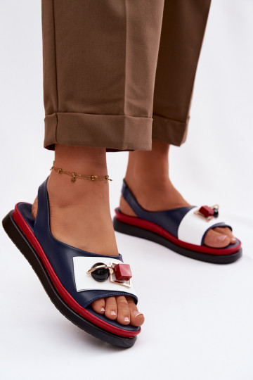 Damensandalen Feminin mit Ornamenten D&A GR61-5932 Dunkelblau 2