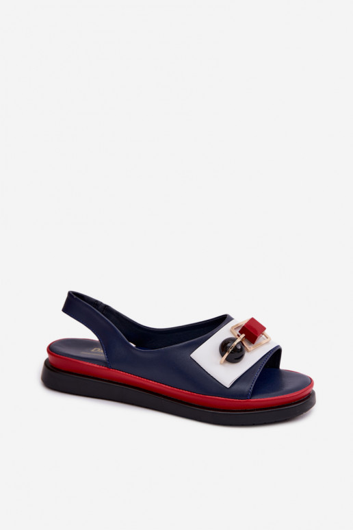 Damensandalen Feminin mit Ornamenten D&A GR61-5932 Dunkelblau