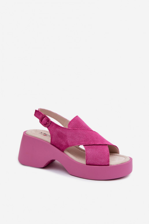 Damensandalen Feminin mit einer Plattform S.Barski LR61-7005 pinke Farbe