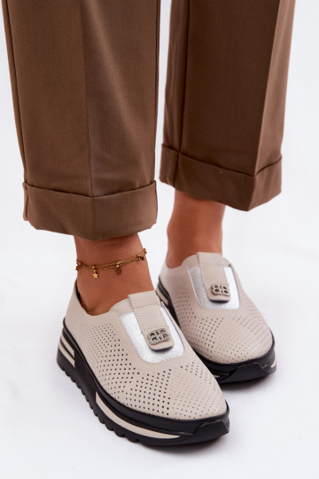 Ein überzeugendes Stilvollll Schuhe FemininErmöglichtturalnej Skóry S.Barski LR61-7092 Beige