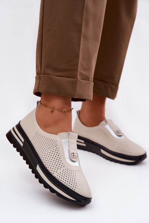 Ein überzeugendes Stilvollll Schuhe FemininErmöglichtturalnej Skóry S.Barski LR61-7092 Beige