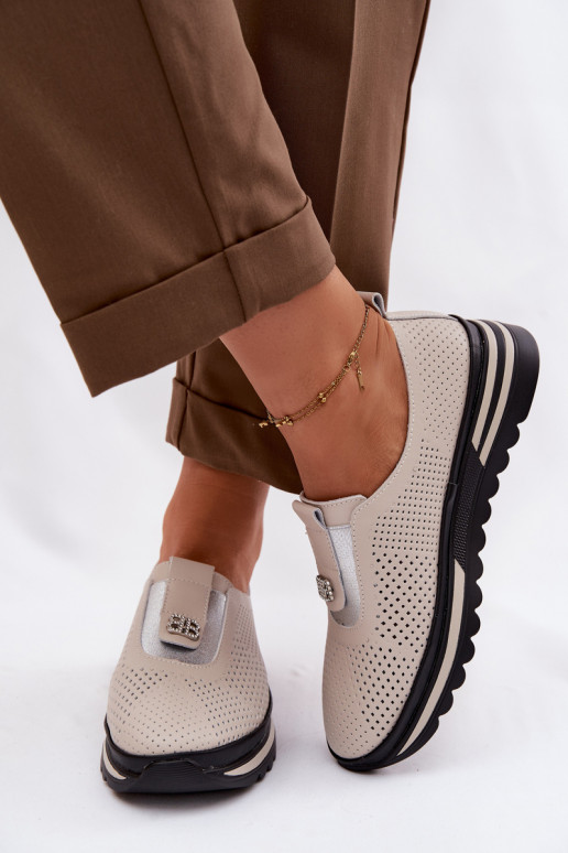 Ein überzeugendes Stilvollll Schuhe FemininErmöglichtturalnej Skóry S.Barski LR61-7092 Beige